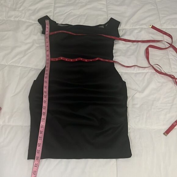 Betsy & Adam Size 4 Black Dress Black Slimming Ruching Square Neck Capped Sleeve - Picture 9 of 10